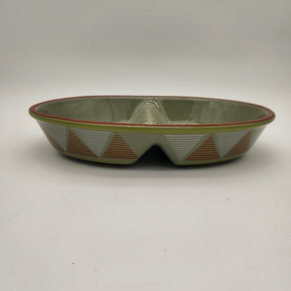Hilmark Other - Himark Made In Portugal Moss‎ Green With Terracotta Rim 12" Divided Serving Dish